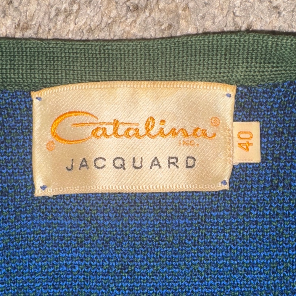 Vintage Catalina Jacquard Elegant Blue and Green Women's Sweater - Picture 10 of 10